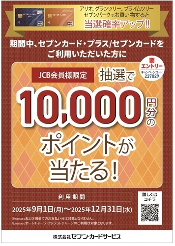 10,000ポイントが当たる！クレジットご利用キャンペーン