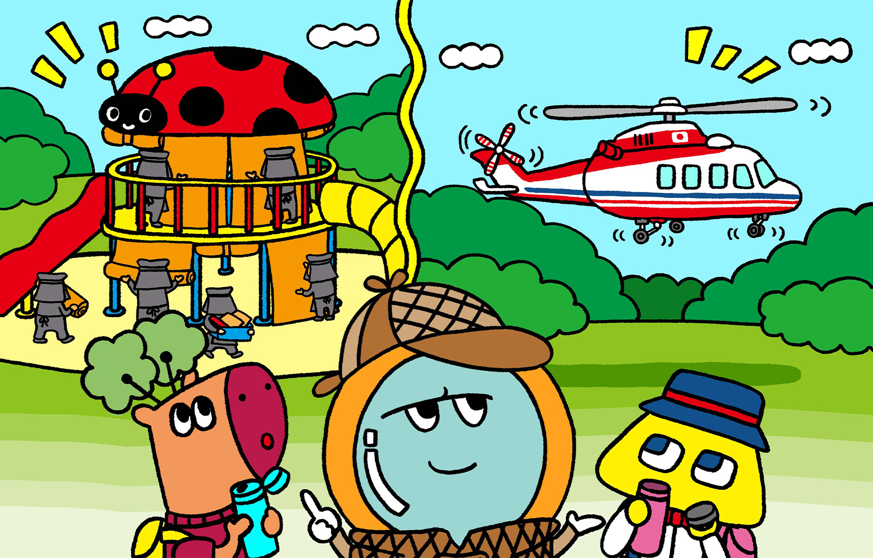 ここは防災公園であることを説明しているルーペン。“もしも”のときの使われ方を説明している。